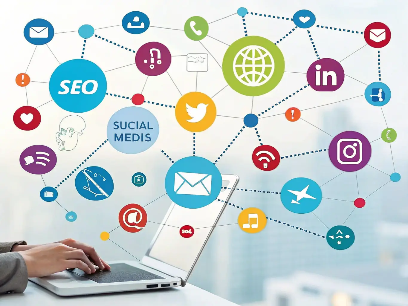 A clean, modern graphic illustrating the modular design of AISE, with interconnected blocks representing different functionalities like website integration, campaign management, and sales automation.